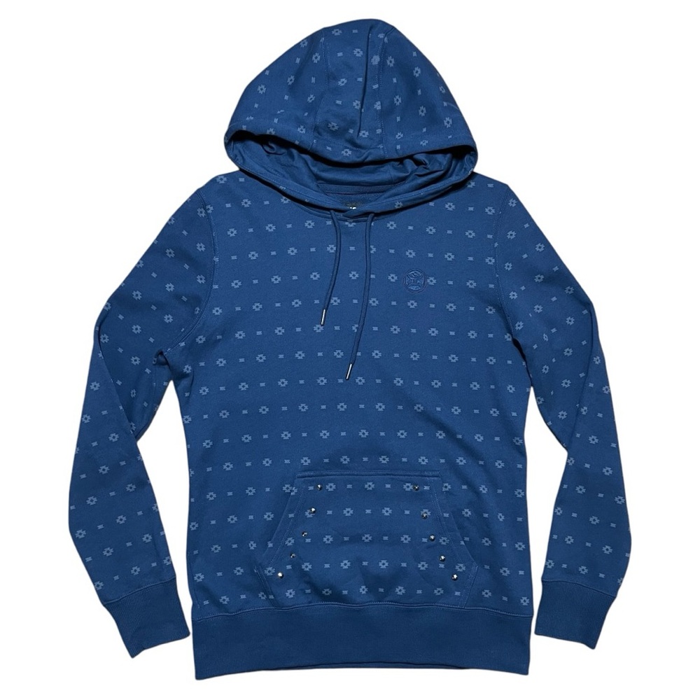 Hooey Wm’s Mesa Aztec Studded Pullover Hoody In Blue & Gray Sz S